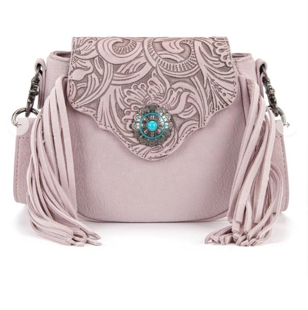Montana West Embossed Fringe Mini Crossbody -Dark Pink image