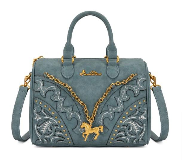 Montana West Western Horse Charm Satchel Crossbody Bag - Jean image