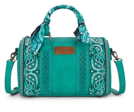 Wrangler Braided Paisley Bandana Boston Bag - Turquoise image