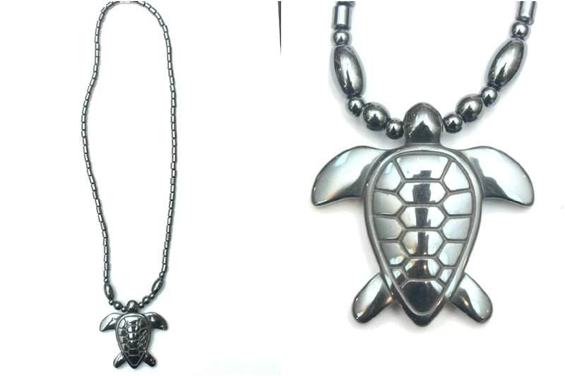 21" Hematite Necklaces With Turtle Pendant image