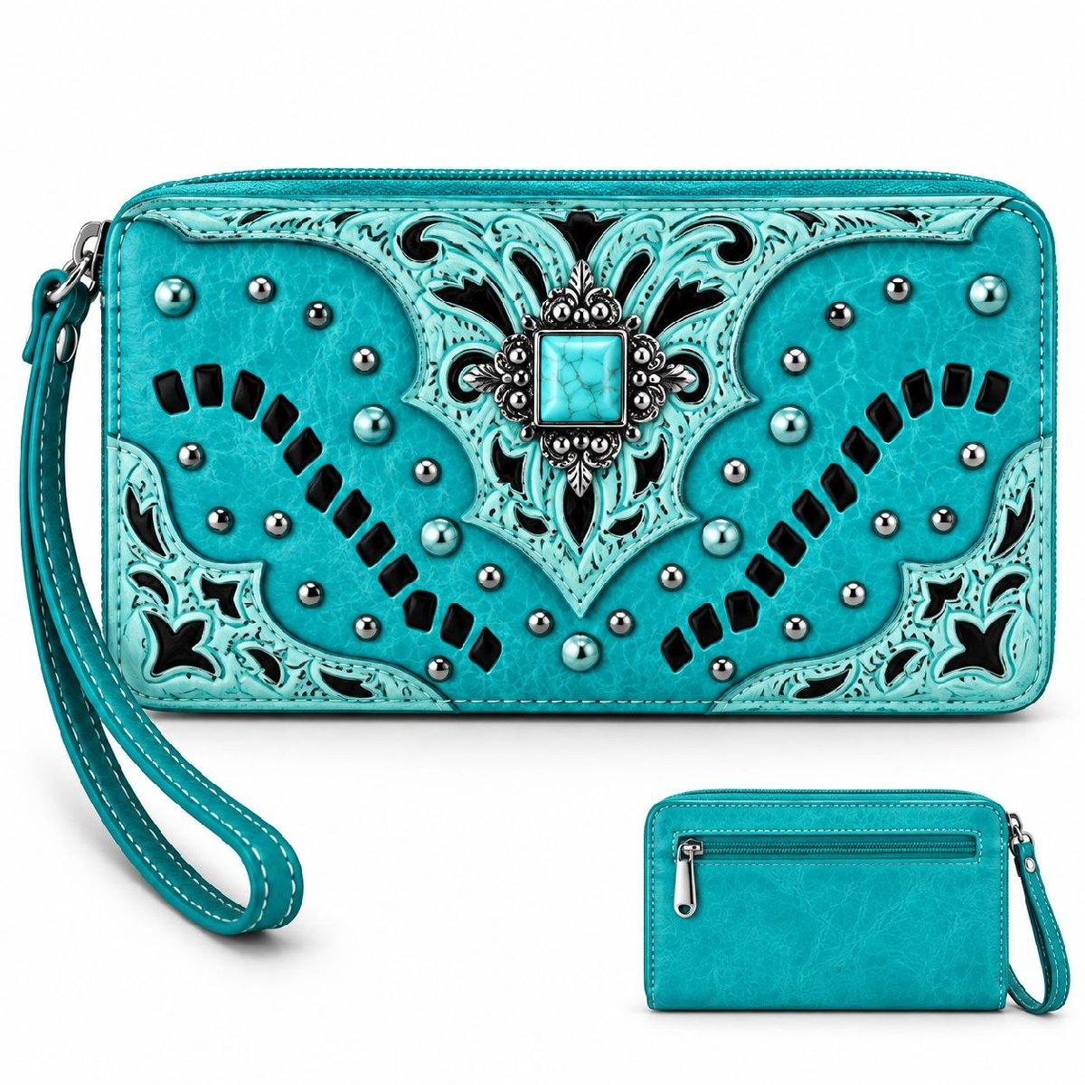 Western Turquoise Concho Fashion Wallet - Turquoise image