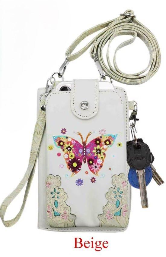Colorful Butterfly Phone Wallet - Beige image