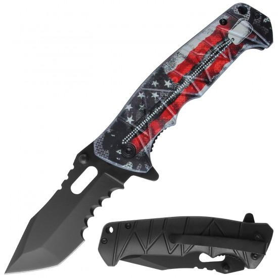 Assisted Knife 3D Print American Flag Design Plastic Handle 4.5" closed image