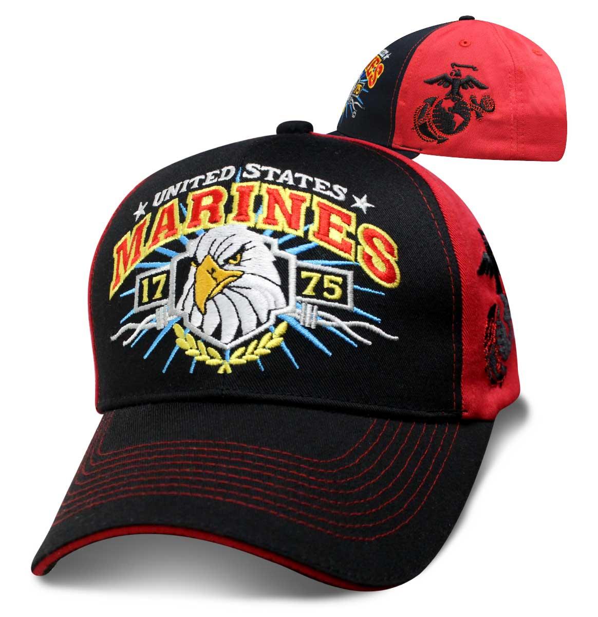 Officialy Licensed US Marine Hats - Black & Red image