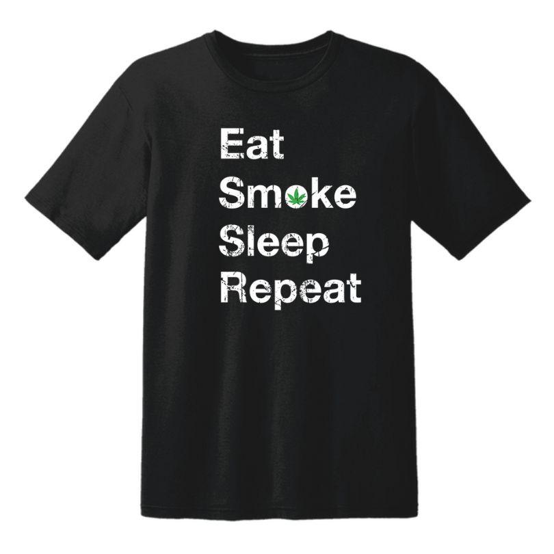 "Eat Smoke Sleep Repeat" Marijuana Themed T-Shirts - Black XXL image