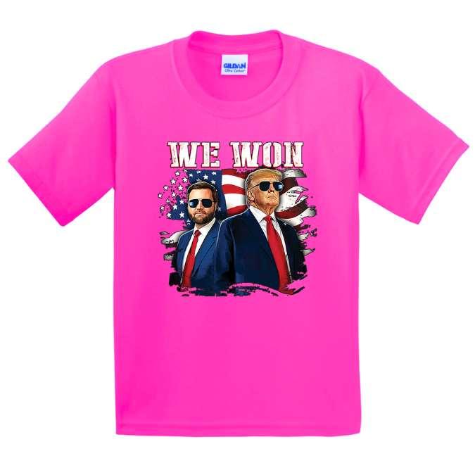 Trump Vance "We Won" T-Shirts - Pink M/L/XL image