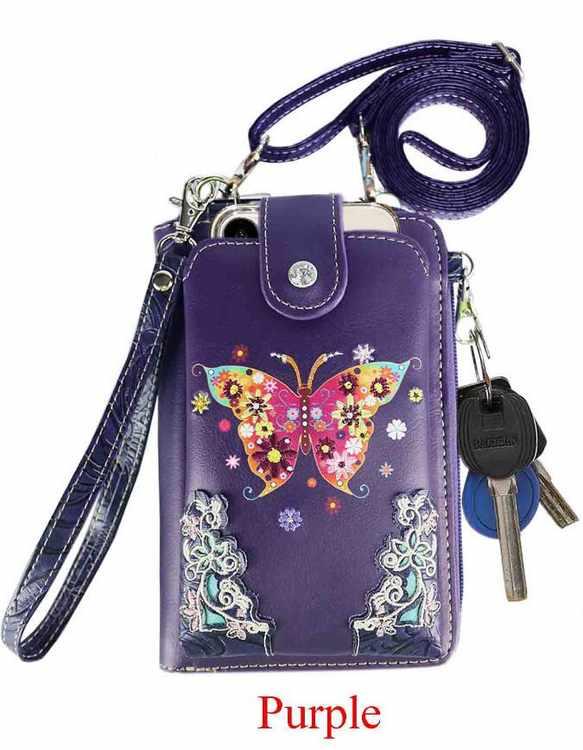 Colorful Butterfly Phone Wallet - Purple image