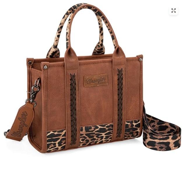Wrangler Leopard Print Concealed Carry Tote & Crossbody - Leopard Brown image
