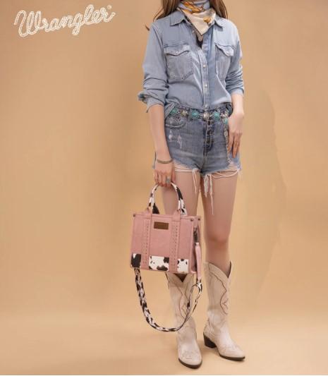 Wrangler Cow Print Concealed Carry Tote & Crossbody - Hot Pink image
