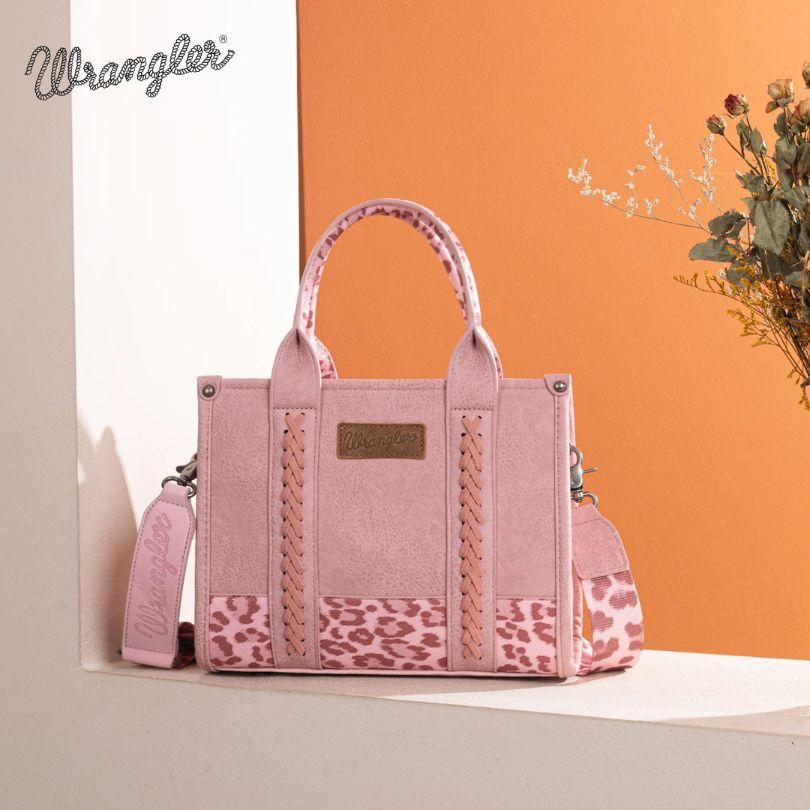 Wrangler Leopard Print Concealed Carry Tote & Crossbody - Pink image