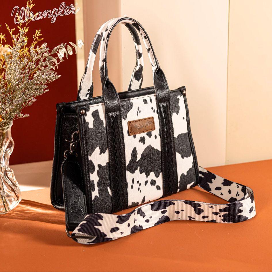 Wrangler Cow Print Concealed Carry Tote/Crossbody - Black image