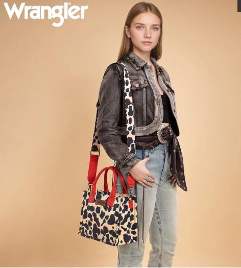 Wrangler Cow Print Concealed Carry Tote & Crossbody - Red image