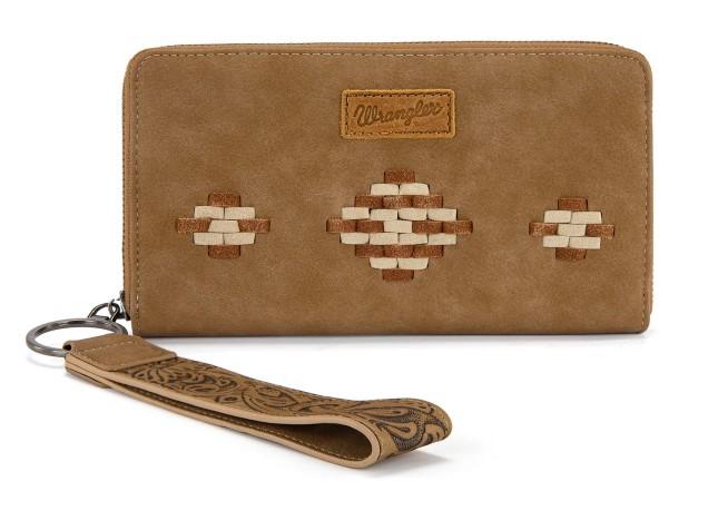 Wrangler Aztec Woven Zip Around Wallet with Wristlet -Khaki image