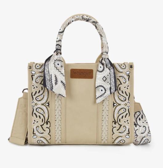 Wrangler Braided Paisley Bandana Tote Bag - Tan image
