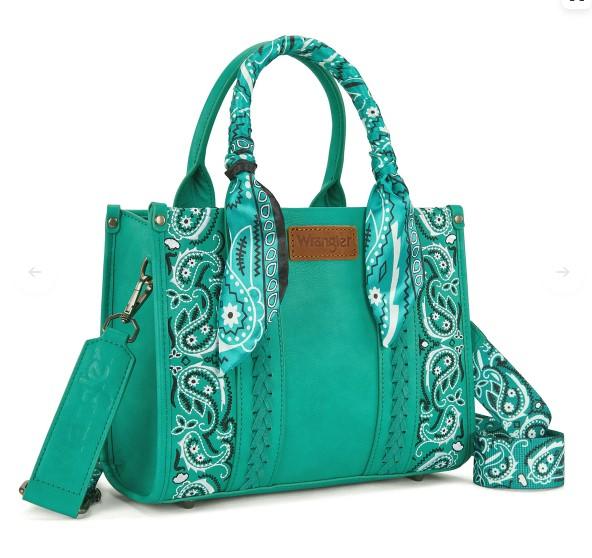 Wrangler Braided Paisley Bandana Tote Bag - Turquoise image