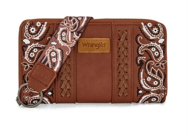 Wrangler Braided Paisley Bandana Wallet - Brown image