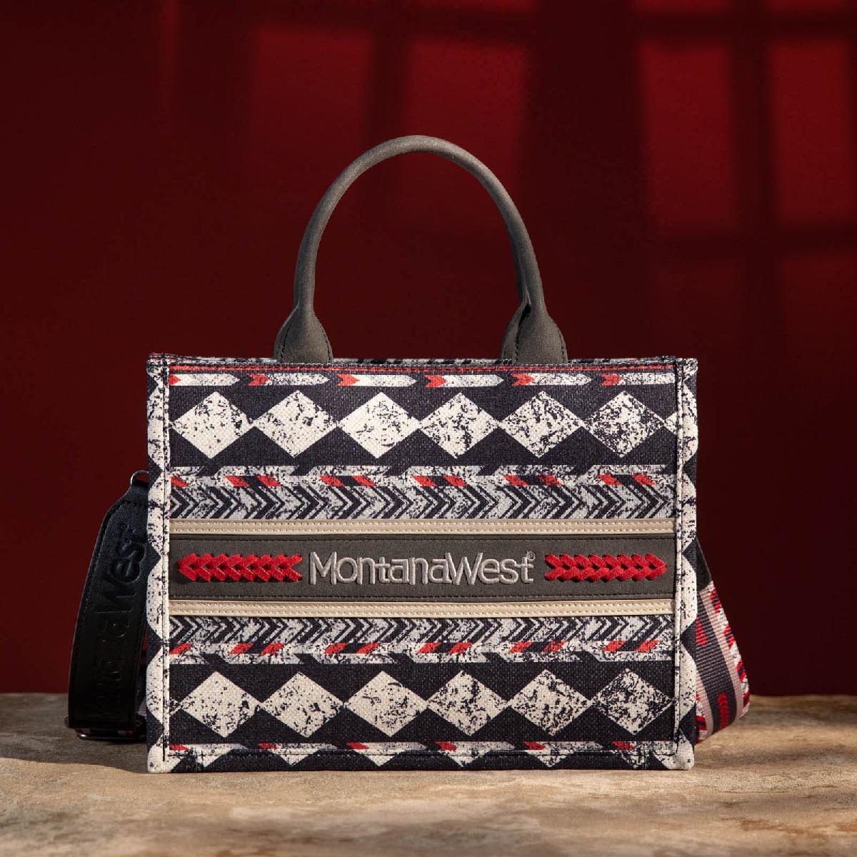 Montana West Boho Print Concealed Carry Tote/Crossbody - Black & White image