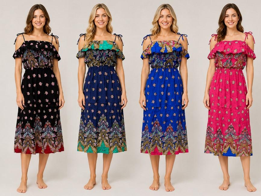 Cultural Boho-Style Long Summer Dresses - Assorted image