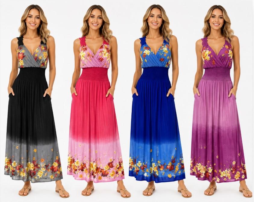 Lace Back Maple Leaf Maxi Dresses - Assorted image