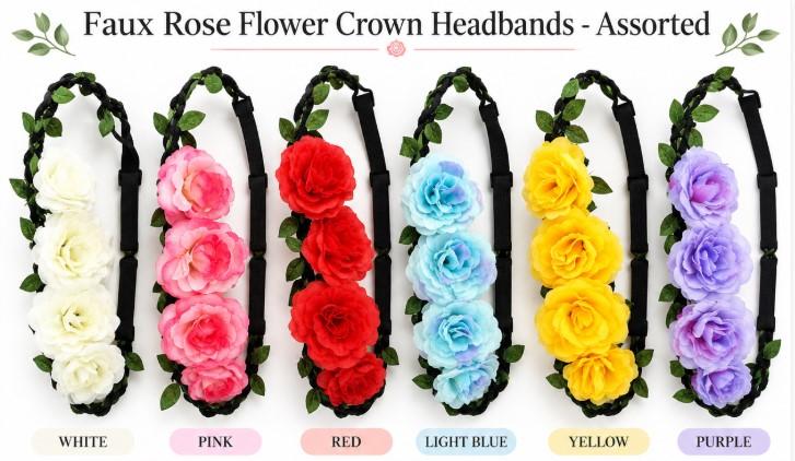 Wholesale Flower Crown Headbands - Assorted Colors image