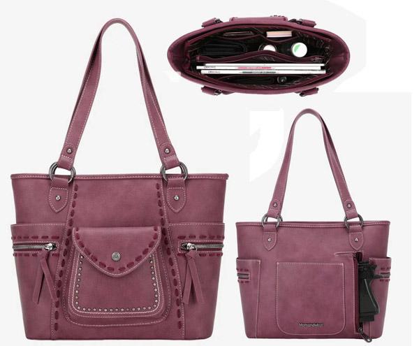 Montana West Whipstitch Collection Concealed Carry Tote - Purple image