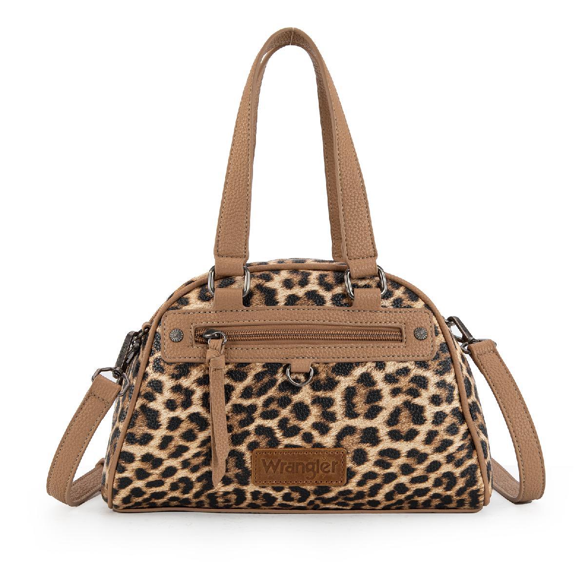 Wrangler Leopard Print Satchel & Crossbody Bag - Brown image