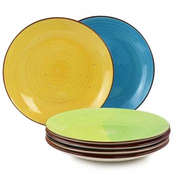 Elama Sebastian 6 Piece Stoneware Dinner Plate Set in Assorted Colors image