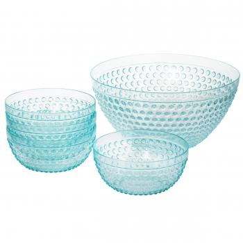 Gibson Home Plastic Bowl Set with Serving Bowl in Light Blue image