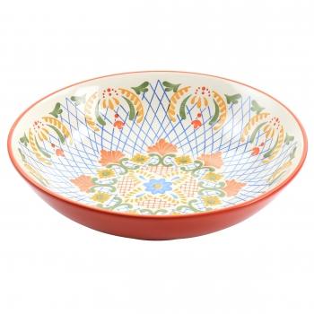 Laurie Gates California Designs Tierra 10.5 Inch Hand Painted Stoneware Pasta Bowl in Red image