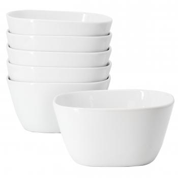 Our Table Simply White 6 Piece 6 Inch Porcelain Soft Square Cereal Bowl Set image