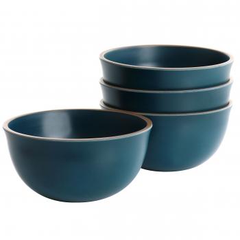 Gibson Home Rockabye 4 Piece Melamine Cereal Bowl Set in Dark Teal image