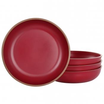 Gibson Home Rockabye 4 Piece Melamine Dinner Bowl Set in Dark Pink image