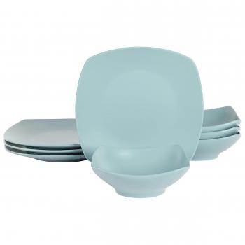 Gibson Home Zen Buffetware 8 Piece Fine Ceramic Dinnerware Set In Matte Arctic Blue image