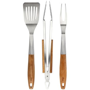Oster Balincourt 3 Piece Stainless Steel and Wood BBQ Tool Set in Brown image