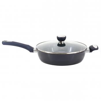 Oster Hawke 3.9 Quart Ceramic Nonstick Aluminum Saute Pan with Lid in Dark Blue image