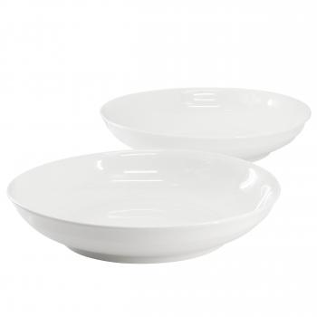 Gibson Home 2 Piece 11 Inch Round Fine Ceramic Serving Bowl Set in White image