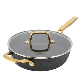 Oster Abbottsford 4 Quart Nonstick Aluminum Saute Pan with Glass Lid in Black image