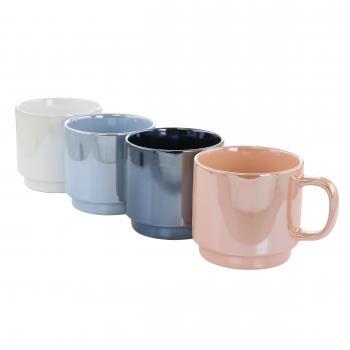 Mr. Coffee Cafe Celestial 4 Piece 14.8 Ounce Stoneware Pearlized Mug Set in Assorted Colors image