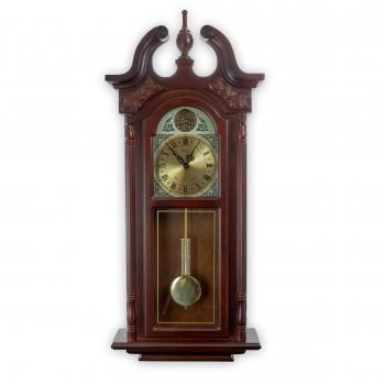 Bedford Clock Collection 38 Inch Chiming Pendulum Wall Clock in Cherry Oak Finish image