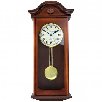 Bedford Clock Collection Jacob 22.75 Inch Mahogany Chiming Pendulum Wall Clock image