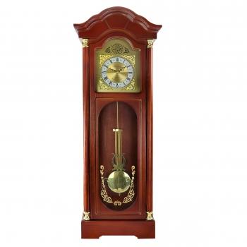 Bedford Clock Collection 33 Inch Chiming Pendulum Wall Clock in Antique Cherry Oak Finish image