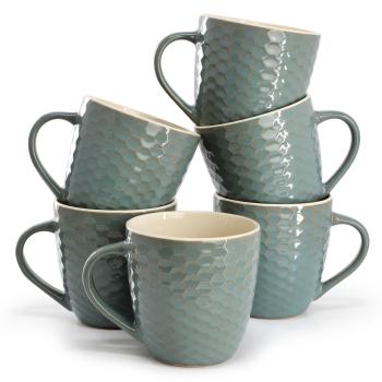 Elama Honeycomb 6 Piece 15 oz. Mug Set in Turquoise image