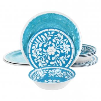 Elama Telly 12 Piece Melamine Dinnerware Set in Teal image