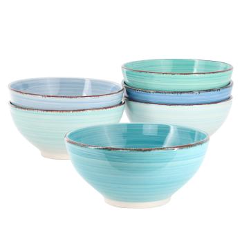 Elama Blue Ridge 6.25 Inch 6 Piece Round Stoneware Assorted Bowl Set image