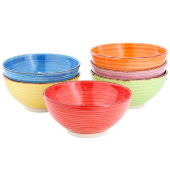 Elama Color Ridge 6.25 Inch 6 Piece Round Stoneware Assorted Bowl Set image