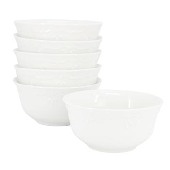 Elama Henryi 6 Piece 6.1 Inch Porcelain Bowl Set in White image
