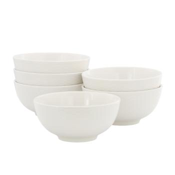 Elama Ophelia 6 Piece Stoneware Cereal Bowl Set in White image