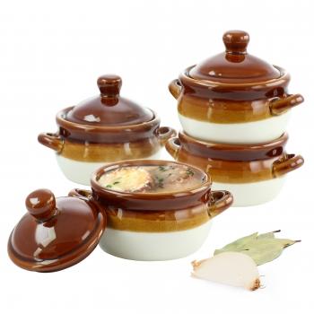 Elama 4 Piece Double Handle 15 Ounce French Onion Soup Bowl with Lid image