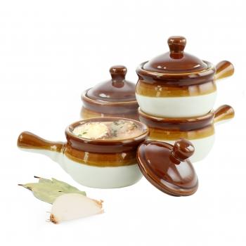 Elama 4 Piece Long Handle 15 Ounce French Onion Soup Bowl with Lid image