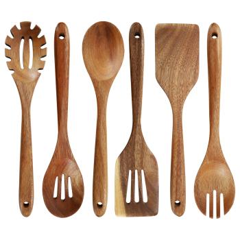 MegaChef 6 Piece Acacia Wood Kitchen Utensil Set image